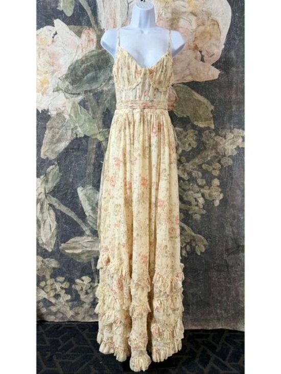 New Anthropologie V. Chapman Carmen Corset Front-Slit Ruffled Gown Size 10 - Picture 10 of 12